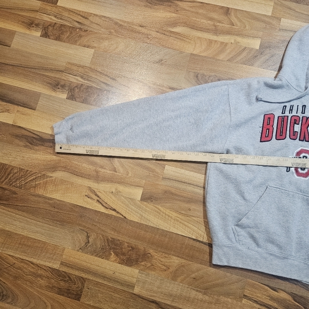 Ohio State Buckeyes Hoodie XL Gray Embroidered Spellout Red Hood Lining - Picture 6 of 7